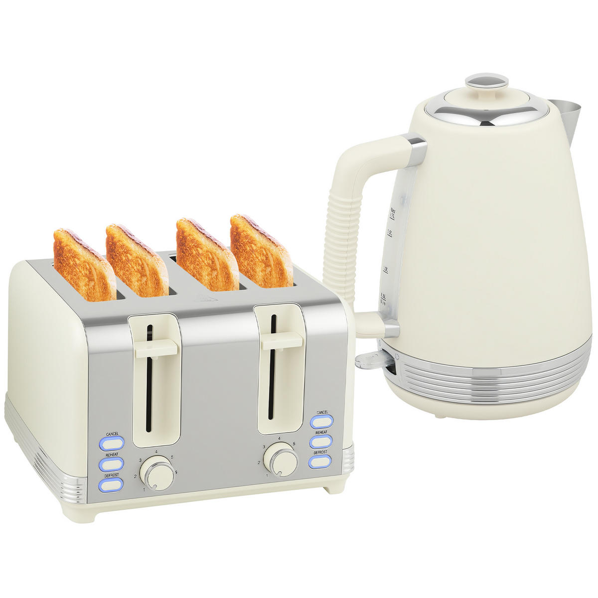 TOASTER mit Wasserkocher DE-07917 Cremeweiß - Creme, Metall (16.5/25.2/21.1cm) - ComfortXL