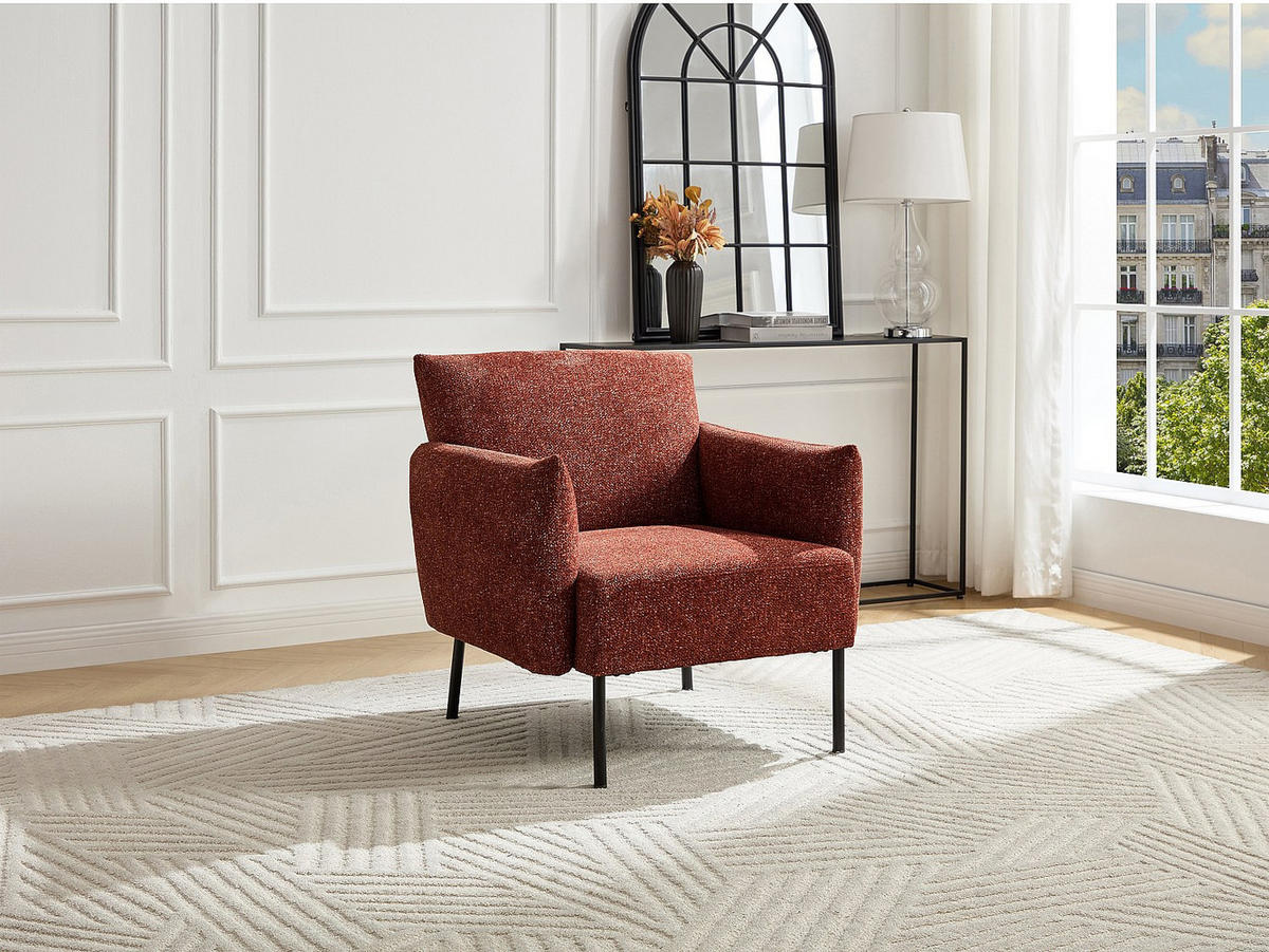 SESSEL - Strukturstoff Terracotta - GERALDIA - Braun, Textil (78/80/81cm) - Vente-Unique