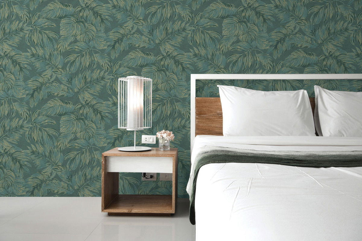 VLIESTAPETE Grün 53/1005 cm - Goldfarben, Textil (53/1cm) - KUNSTLOFT