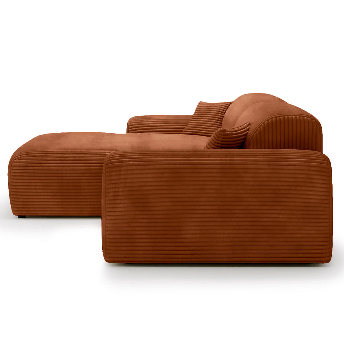 ECKSOFA mit Longchair - Cord - Schwarz/Braun, Kunststoff/Textil (284/178cm) - home24