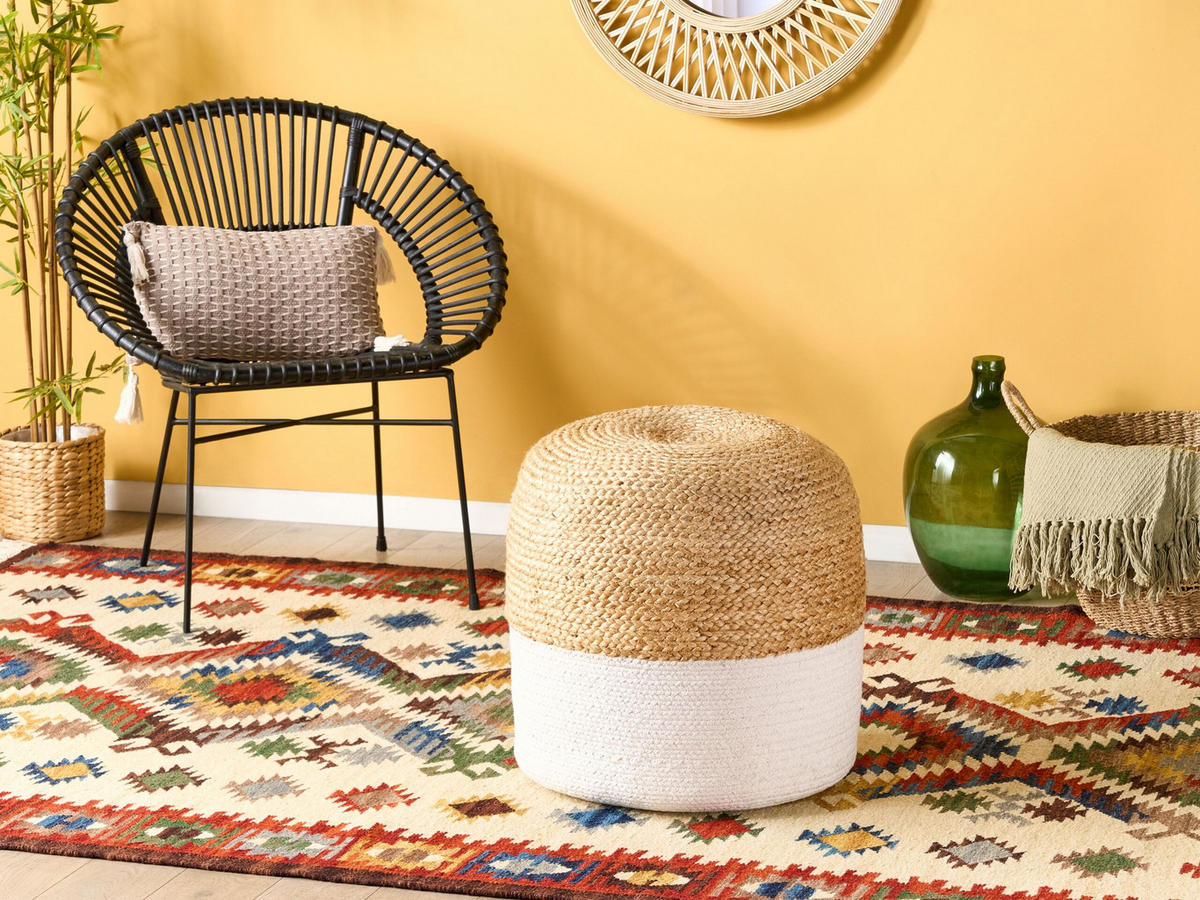 POUF Dalama 46/46/48 cm - Beige, Naturmaterialien (46/48/46cm) - Beliani