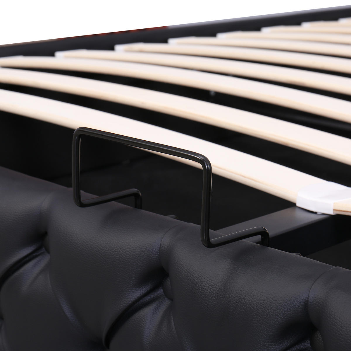 POLSTERBETT mit Bettkasten und LED 160x200 cm PU Schwarz - Schwarz, Metall (160/200cm) - Meubliv