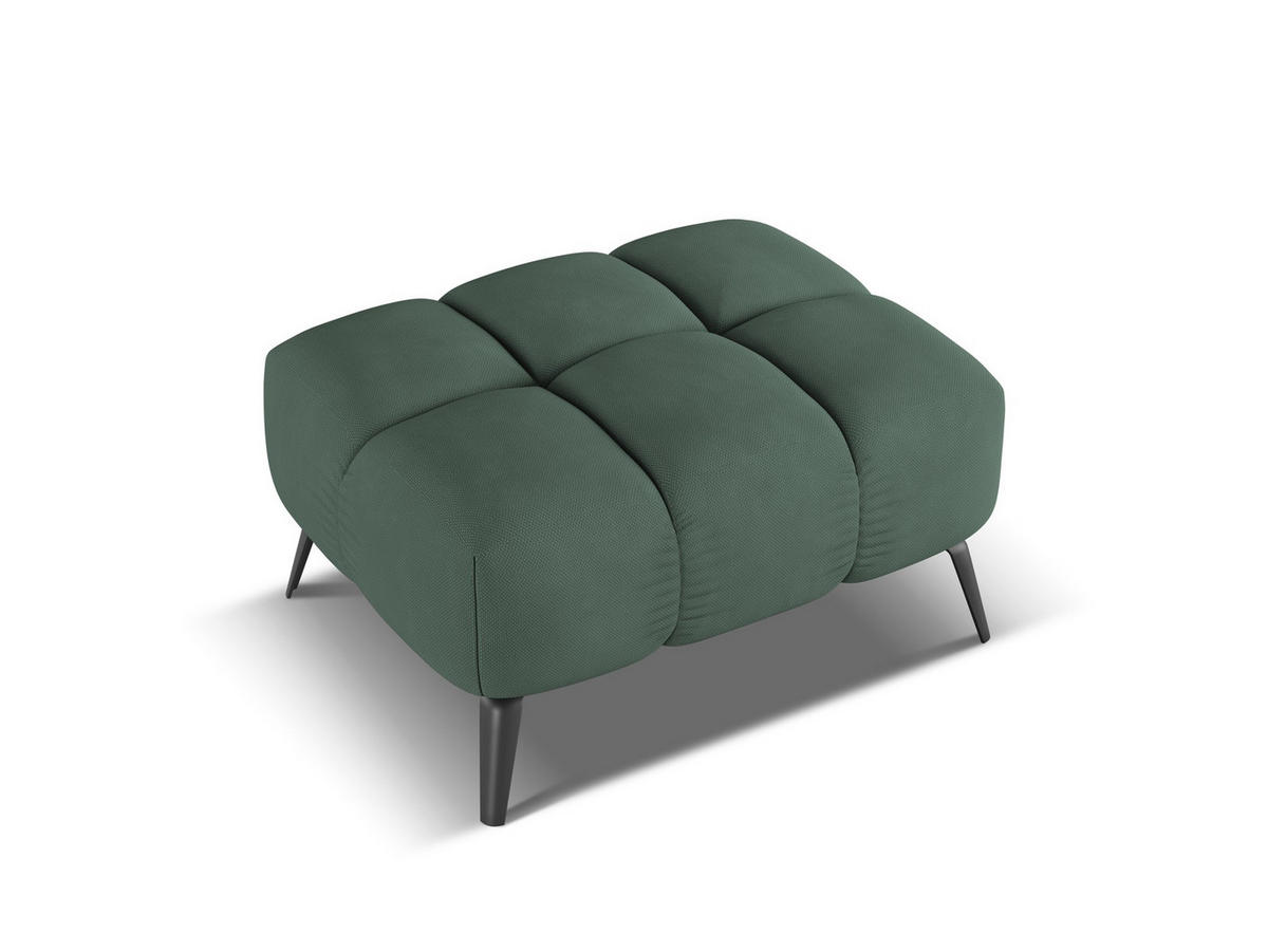 POUF Chenille Stoff Grün - Schwarz/Grün, Textil/Metall (78/41/60cm) - Makamii