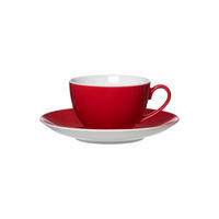 KAFFEETASSE MIT UNTERTASSE Doppio Rot 200 ml - Rot, Keramik (16/8/16cm) - Ritzenhoff Breker