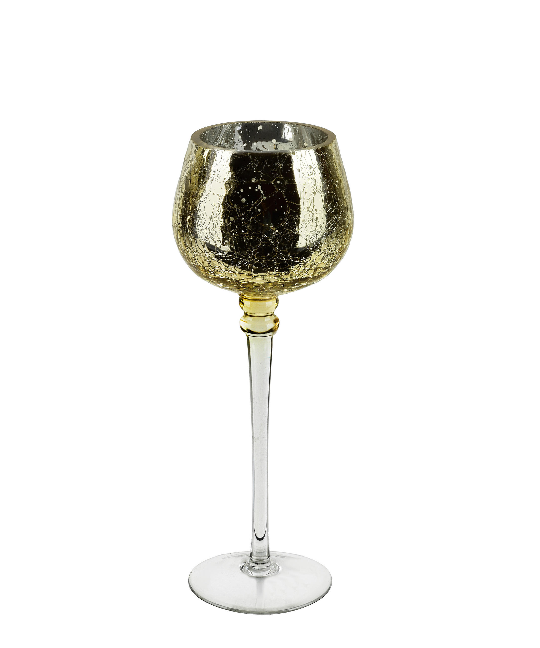 KERZENHALTER Donna Gold 11x11x27 cm Glas - Goldfarben, Glas (11/27/11cm) - Mondex