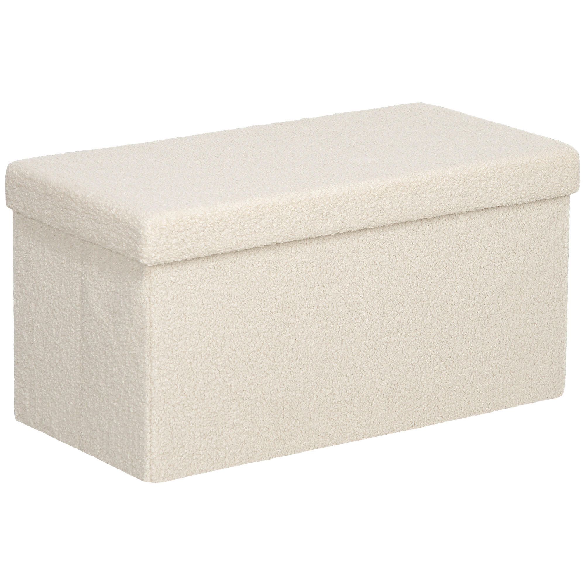 SITZBANK mit Stauraum, faltbar Polsterbank, 76 x 38 x 38 cm Cremeweiß - Weiß, Kunststoff (76/38/38cm) - HOMCOM