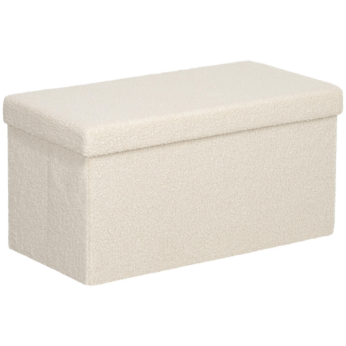 SITZBANK mit Stauraum, faltbar Polsterbank, Bettbank mit Samtoptik, Sitztruhe - Weiß, Kunststoff (38/38/76cm) - HOMCOM