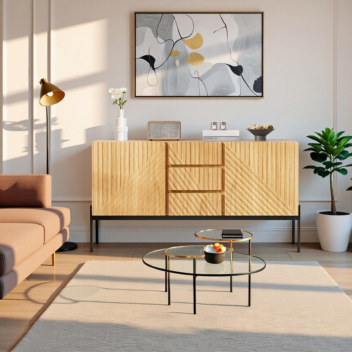 SIDEBOARD mit Eichenholz Modernes Design mit Stauraum - Eiche San Remo, Holzwerkstoff (140/75/40cm) - Urban Meuble