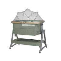 BEISTELLBETT Nanna 2 grün 100 x 48 cm, Schaukelstäbe, Anti-Reflux, Moskitonetz, Räder mit Bremse - Grün, Metall (48/100cm) - Kikka boo