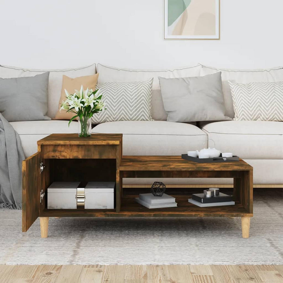 COUCHTISCH Räuchereiche 100x50x45 cm Holzwerkstoff - Braun, Holzwerkstoff (50/100/45cm) - furnicato