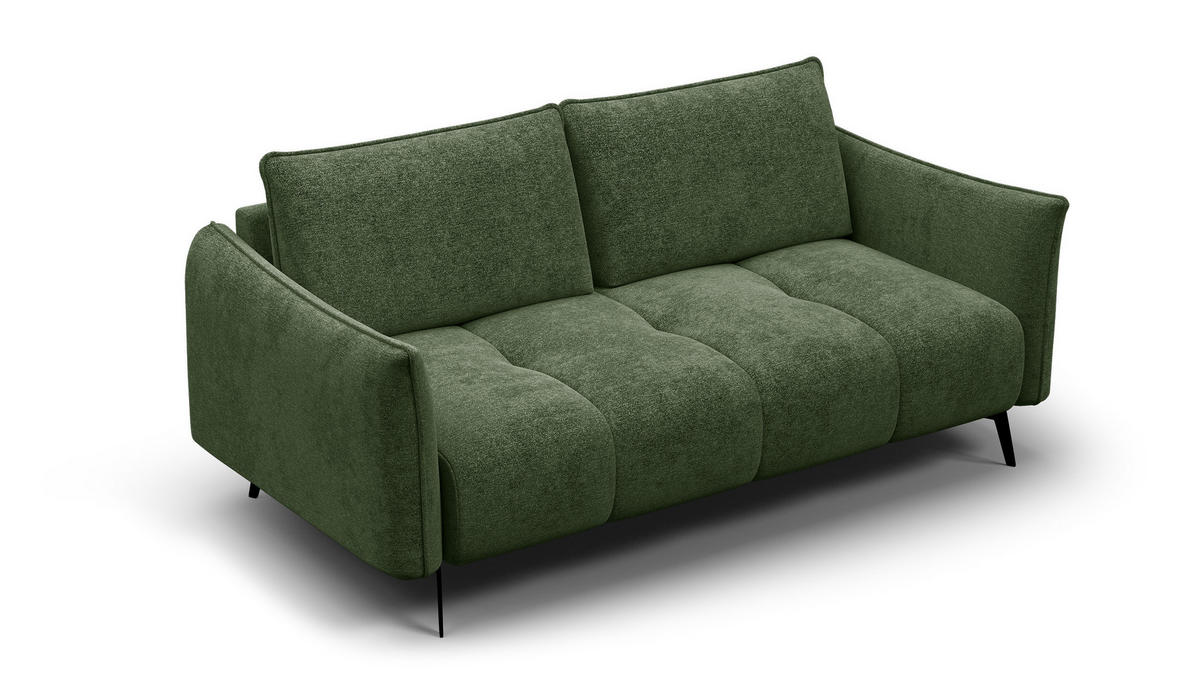 SOFA AERA 2,5-Sitzer, dunkelgrün - Dunkelgrün/Schwarz, Holz/Textil (187/89/96cm) - Courtois Laville