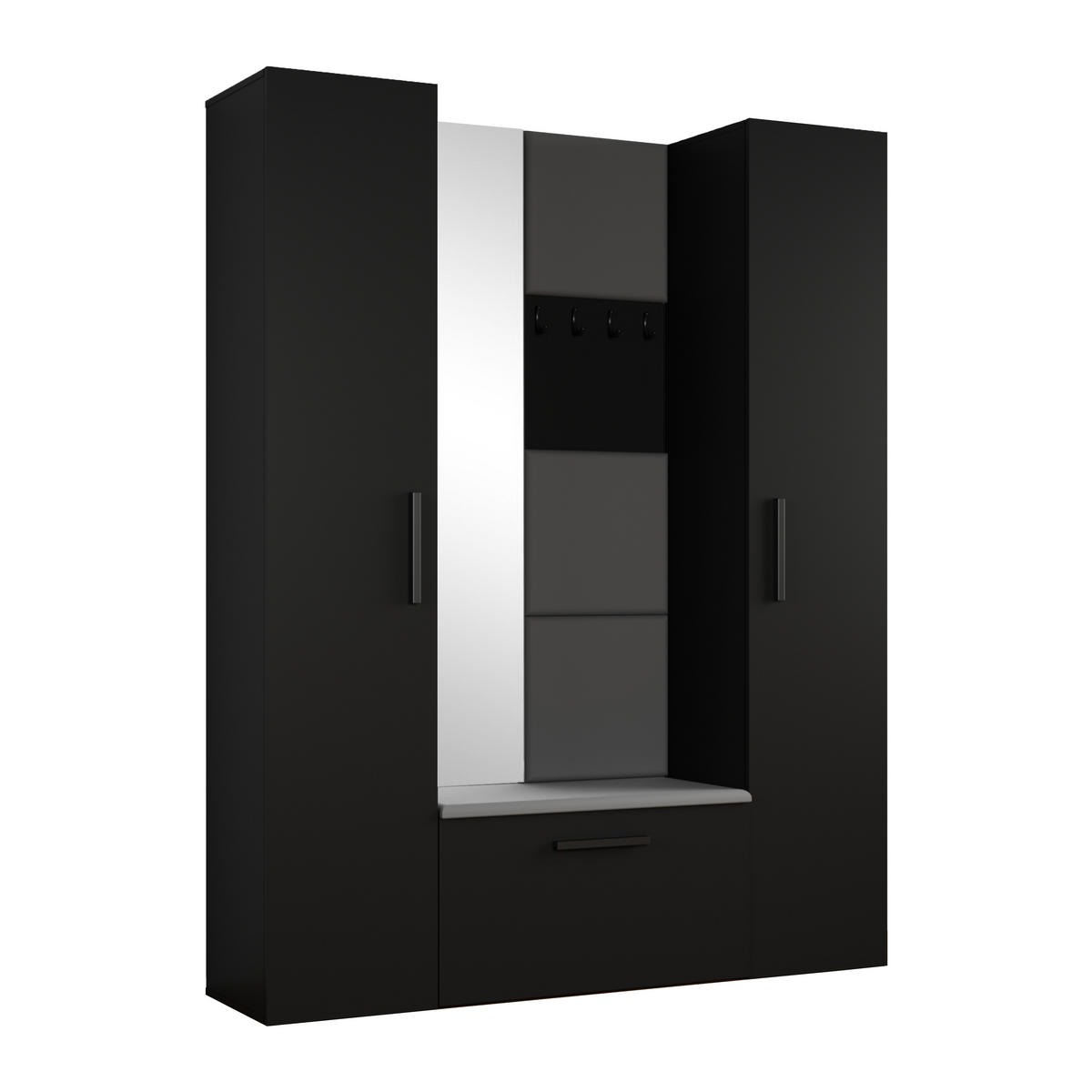 GARDEROBENSCHRANK MODULO 160,6/204/40 cm Modern Garderobe-Set Schwarz - Schwarz/Grau, Holzwerkstoff (160.6/204/40cm) - MASSENO