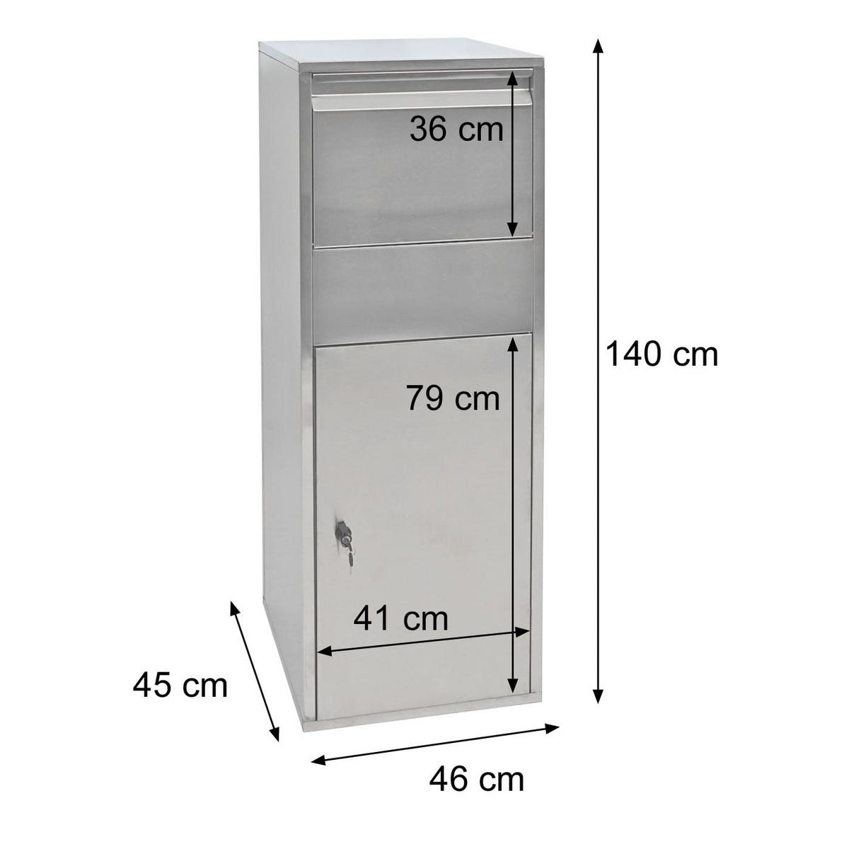 PAKETKASTEN GRÖßE XL rechteckig Anthrazit, Braun - Anthrazit/Braun, Metall (46/140/45cm) - MCW