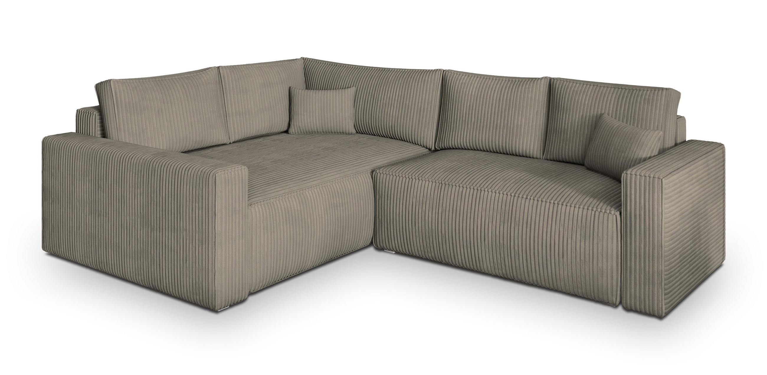 ECKSOFA ERONIS L-S Beige Kordstoff mit Schlaffunktion - Beige, Holz (265/194cm) - MASSENO