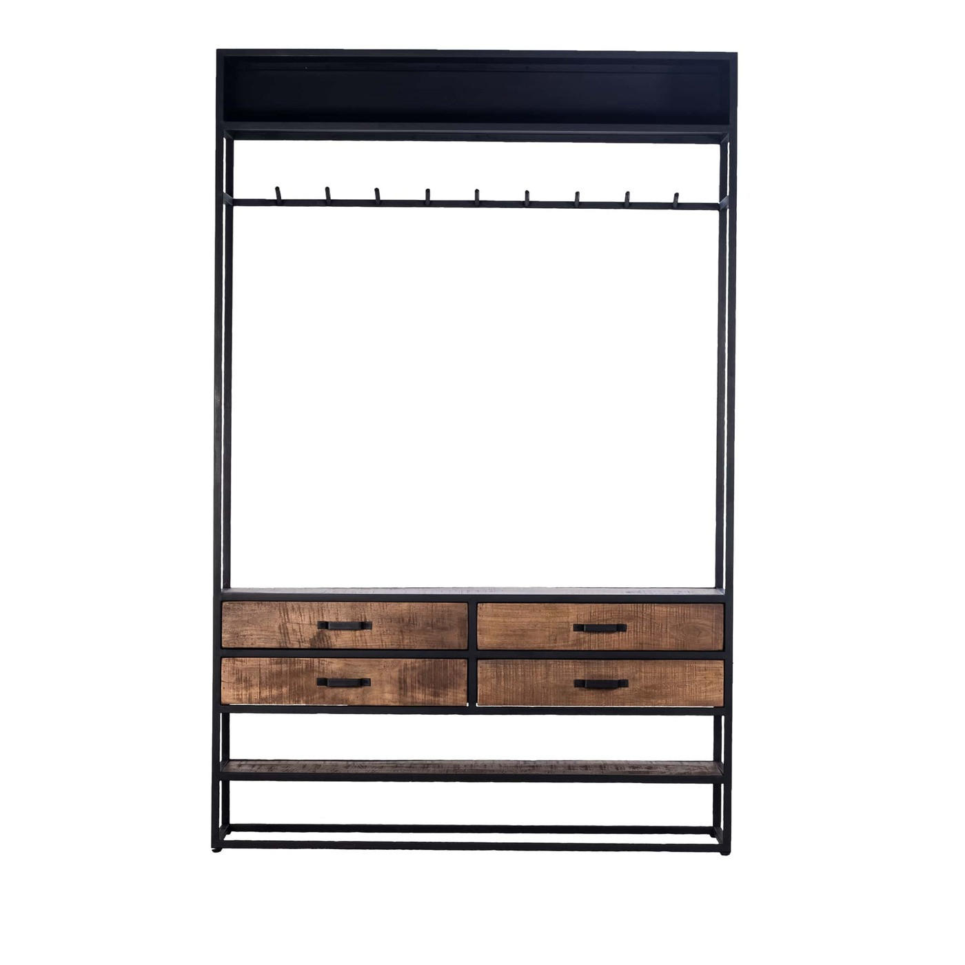 GARDEROBENSCHRANK aus Metall/Holz 130x35x200cm, braun - Braun, Holz/Metall (130/200/35cm) - Giga Meubel