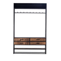GARDEROBENSCHRANK aus Metall/Holz 130x35x200cm, braun - Braun, Holz/Metall (130/200/35cm) - Giga Meubel