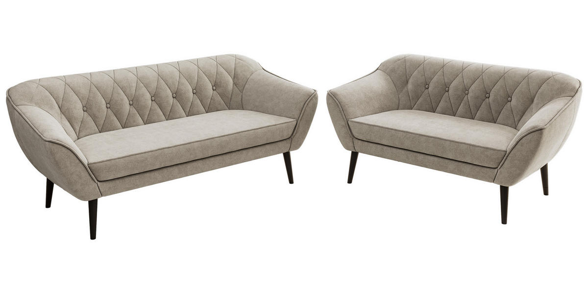 SEDACIA ZOSTAVA 3+2 PIRS - Sivobéžová Štruktúrovaná látka - Čierne nohy - čierna/sivobéžová, kompozitné drevo/textil (180/75/74cm) - MKS