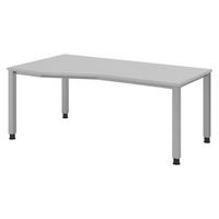 SCHREIBTISCH Serie-Q Gestell: Silber 100/180/74 cm in Grau - Grau, Holzwerkstoff (100/180/74cm) - bümö