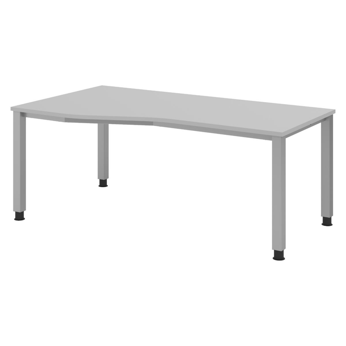 SCHREIBTISCH Serie-Q Gestell: Silber 100/180/74 cm in Grau - Grau, Holzwerkstoff (100/180/74cm) - bümö