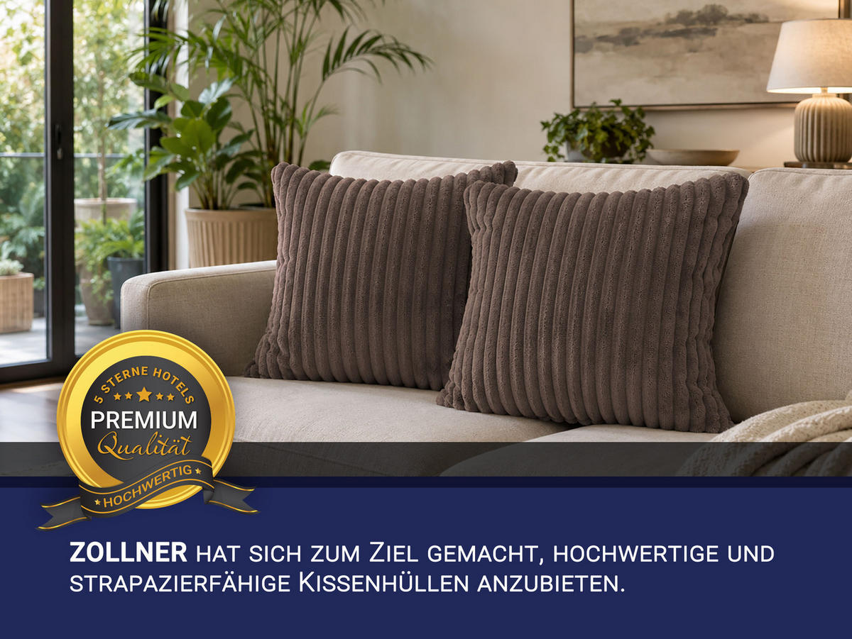 KISSENBEZUG, 2er-Set, 40x40 cm, 100% Polyester, Braun - Braun, Textil (40/40cm) - Zollner