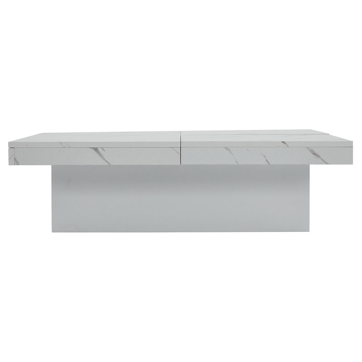 COUCHTISCH 90/90/25 cm weiß aus Spanplatte mit schiebbarer Tischplatte und Schubladen - Weiß, Holzwerkstoff (90/90/25cm) - OKMYHOME