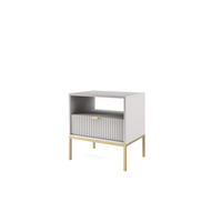 NACHTTISCH Nova - NOC, Geriffelte Front mit Goldenes Griffdesign 54x39x56 cm Grau - Goldfarben/Graphitfarben, Holzwerkstoff/Kunststoff (54/56/39cm) - DomoHome