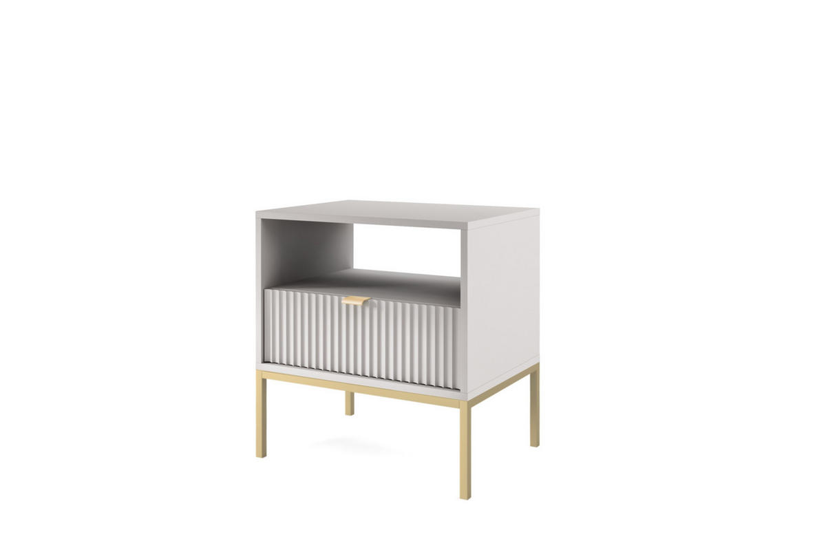 NACHTTISCH Nova - NOC, Geriffelte Front mit Goldenes Griffdesign 54x39x56 cm Grau - Goldfarben/Graphitfarben, Holzwerkstoff/Kunststoff (54/56/39cm) - DomoHome