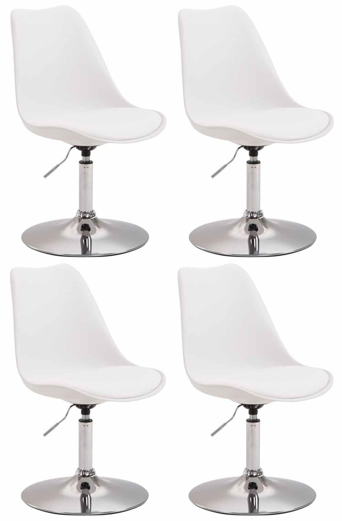 DREHSTUHL 4er Set Kunststoff weiß - Chromfarben/Weiß, Kunststoff/Metall (48/76/57cm) - CLP