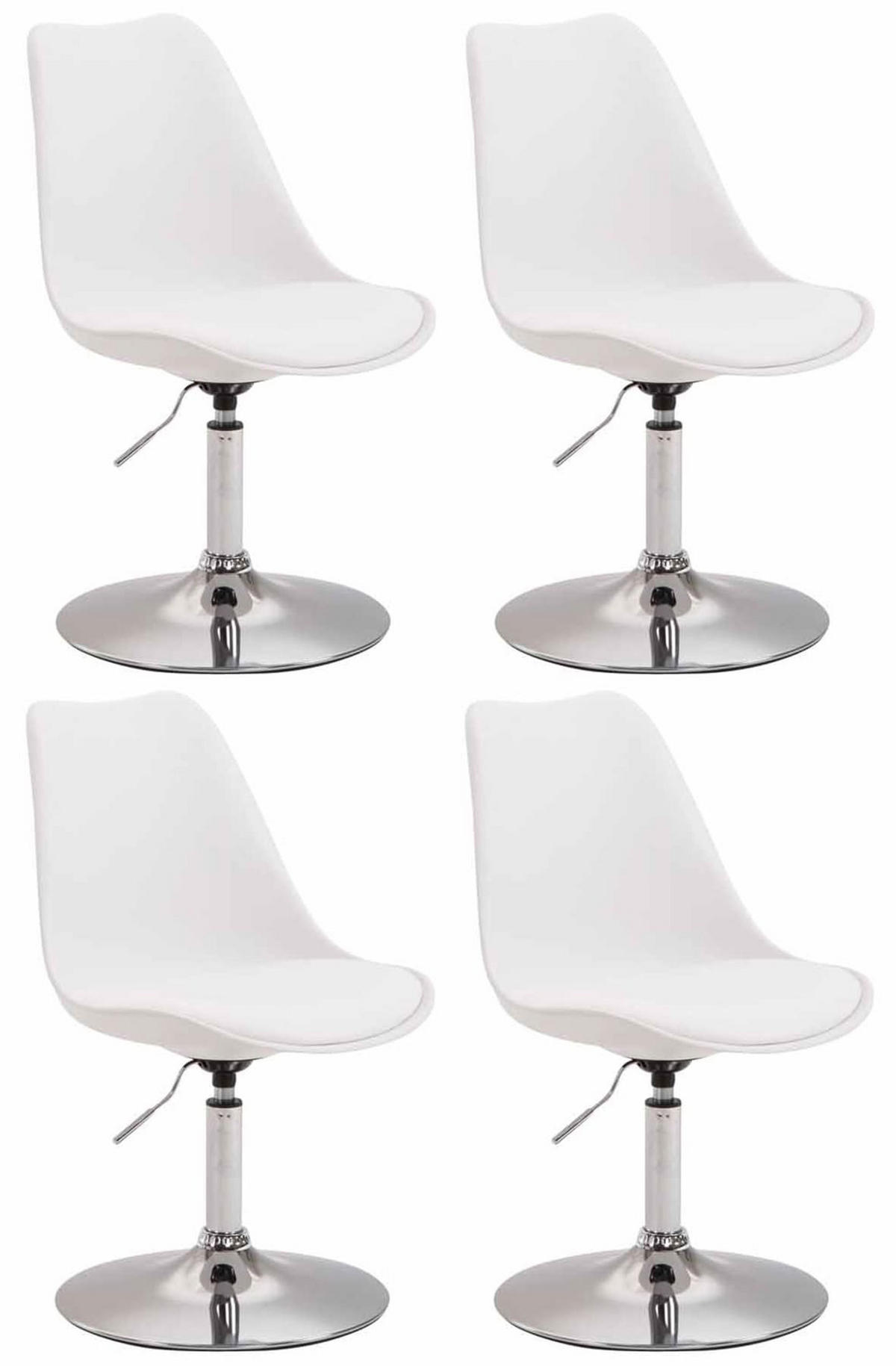 DREHSTUHL 4er Set Kunststoff weiß - Chromfarben/Weiß, Kunststoff/Metall (48/76/57cm) - CLP