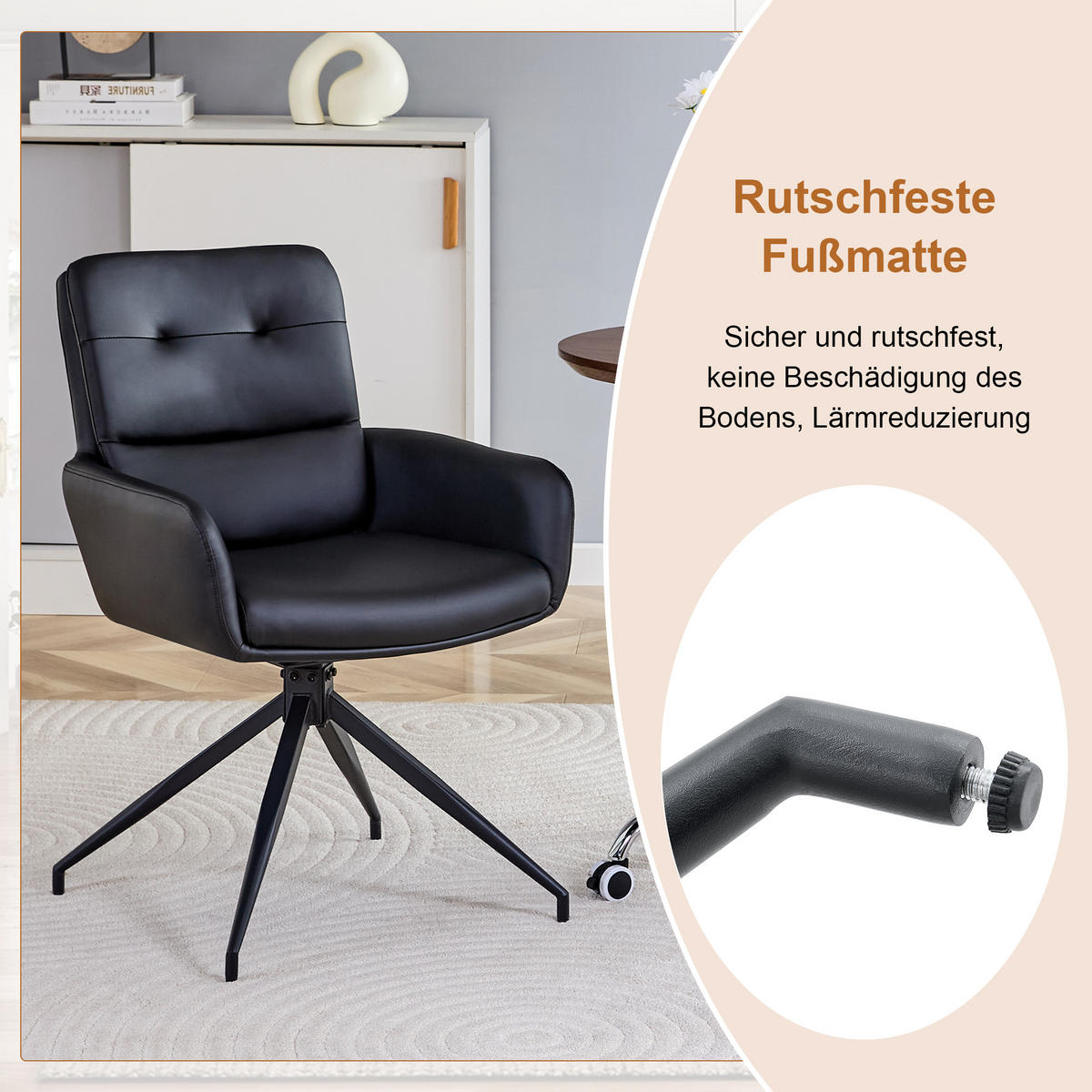 ESSGRUPPE DE-39489 3-teilig, Glastisch und 2 Drehstühlen Schwarz - Schwarz, Metall (85/75/85cm) - ComfortXL