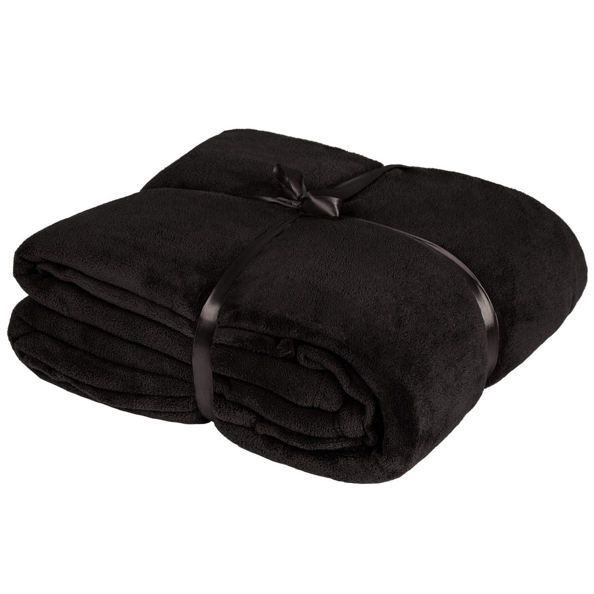 KUSCHELDECKE 2er Set mit Ärmeln, inklusive Tasche auf der Vorderseite, schwarz - Schwarz, Textil (170/200cm) - tectake
