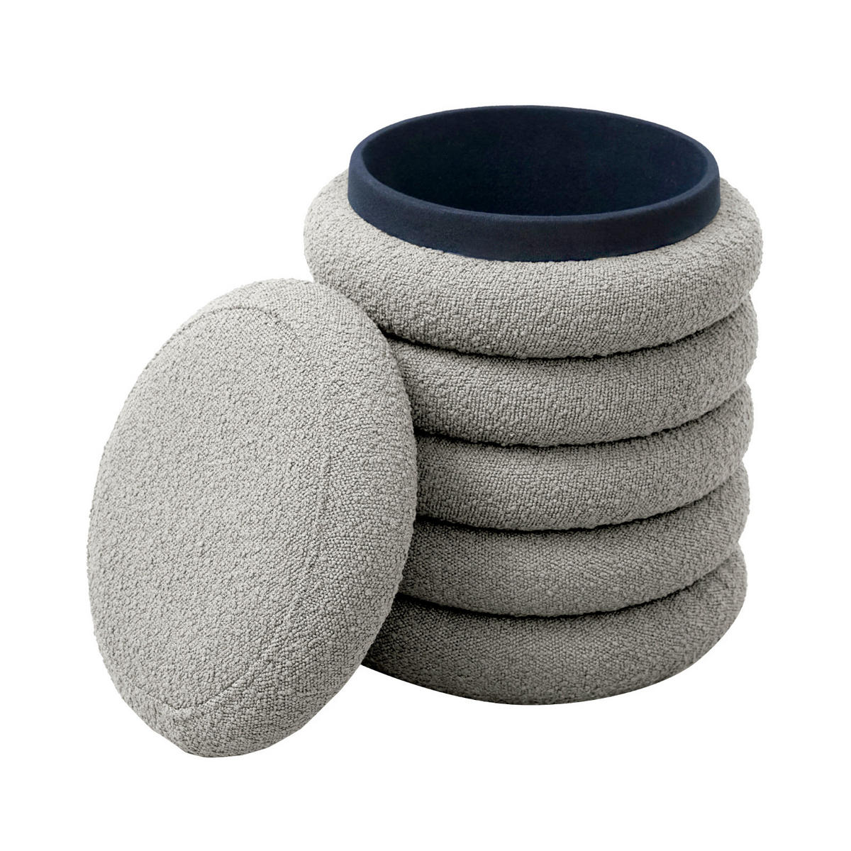 HOCKER BLOSSOM XS mit Stauraum Hellgrau - Hellgrau, Textil (40/43/40cm) - SVITA
