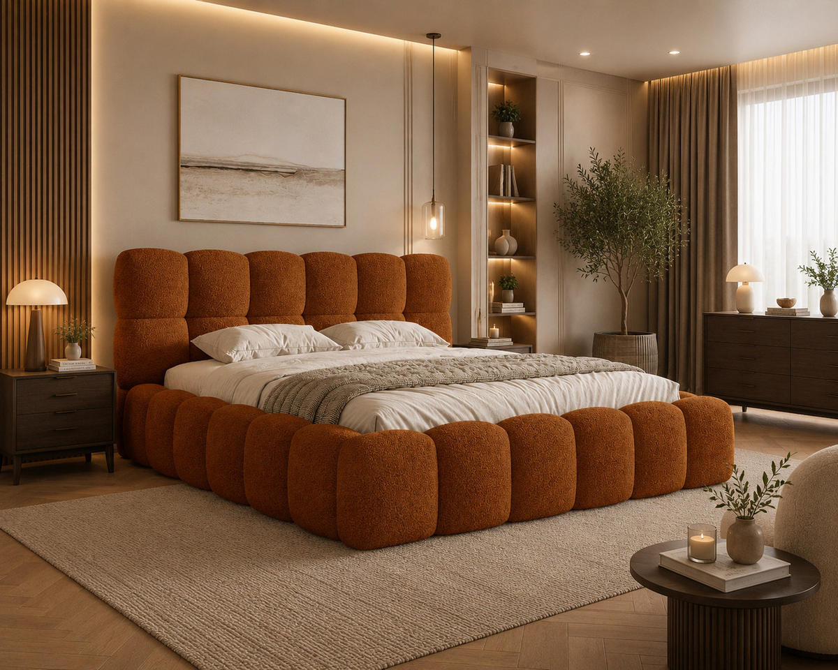 POLSTERBETT 19 - 140x200 cm – Arena – Bett mit Federmechanismus und Stauraum - Terracotta, Holz (140/200cm) - ROYAL24_MARKT