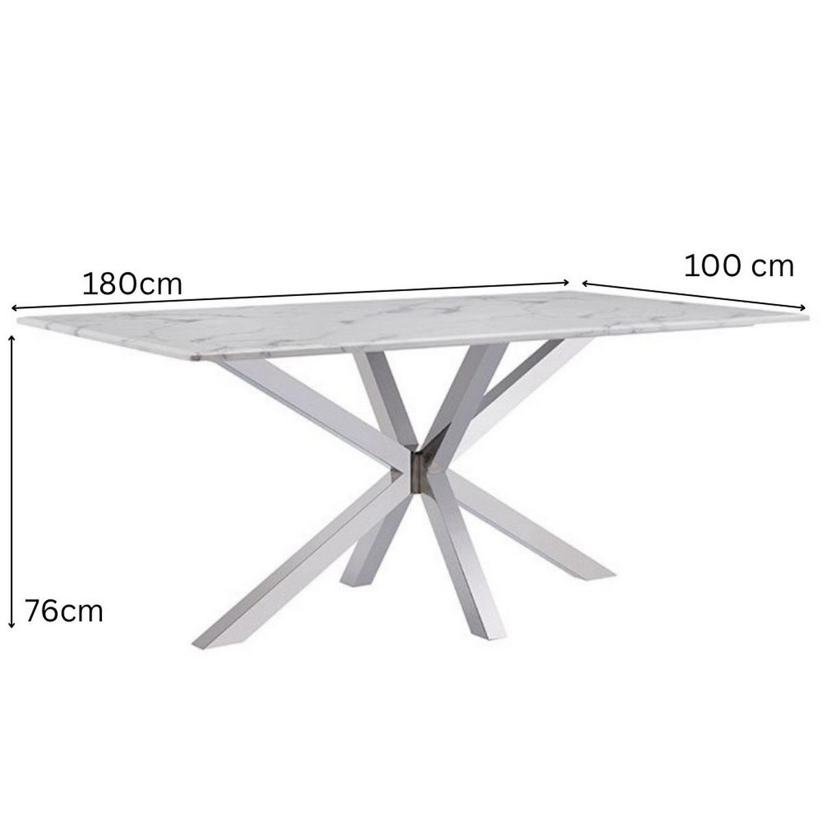 ESSTISCH Terni 180 mit edlen Edelstahlbeinen - Silberfarben, Glas (180/100/76cm) - alesvelt