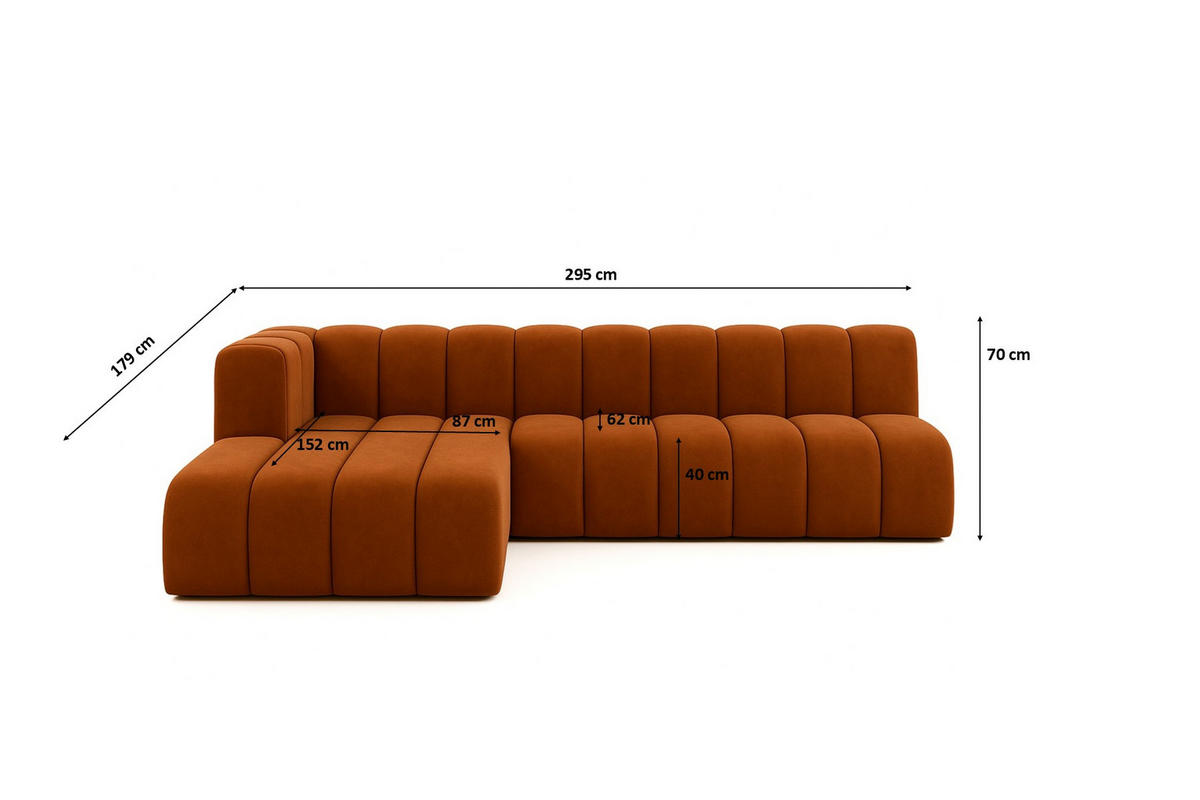 ECKSOFA GRAND L 295 cm, Stoff Salvador, Braun, Links - Braun, Holz (295/179cm) - Kaiser Möbel