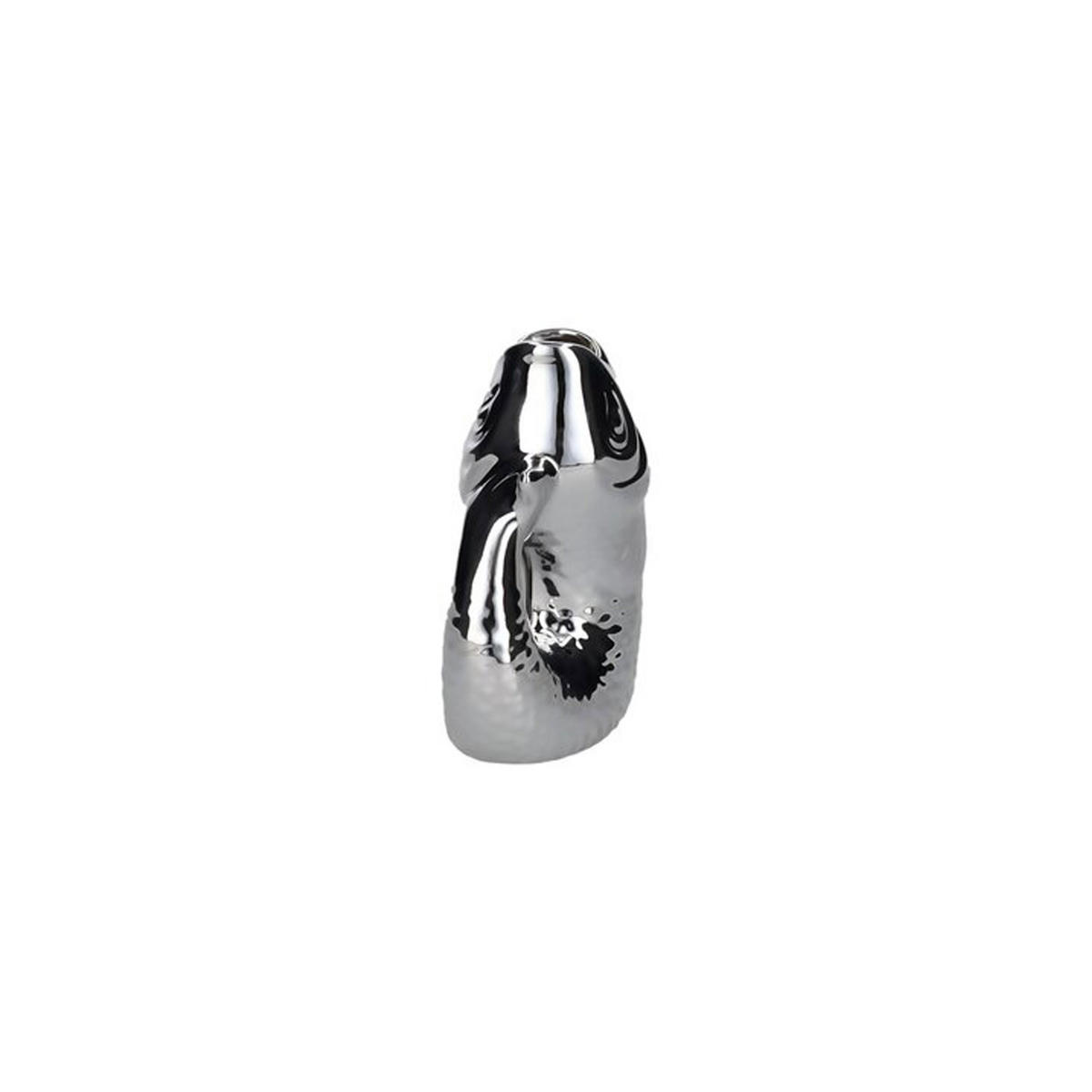 VASE Monsieur Carafon XS, Fisch-Form, Steingut, Silber, 13 cm - Silberfarben, Keramik (13cm) - Gift Company