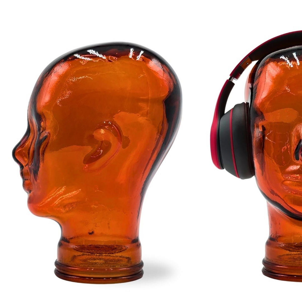 KOPFHÖRERSTÄNDER MICK Glas T04 hot orange - Dunkelorange, Glas (21/29/21cm) - DESIGN DELIGHTS