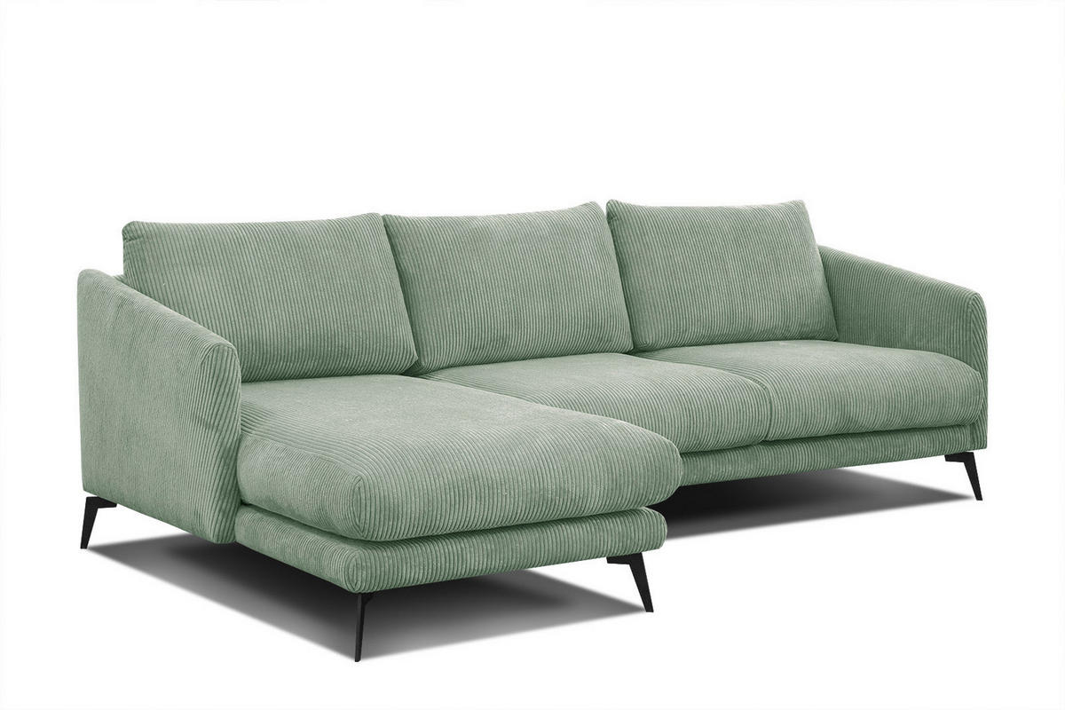 ECKSOFA VILT 4-Sitzer, mintgrün - Schwarz/Mintgrün, Holzwerkstoff/Textil (156/255cm) - Courtois Laville
