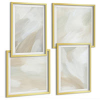 BILDER SET 4er Set - 50x50 cm & 40x60 cm Goldrahmen - Abstrakte Pinselmalerei auf Leinwand - Goldfarben, Kunststoff (50/50cm) - TULUP