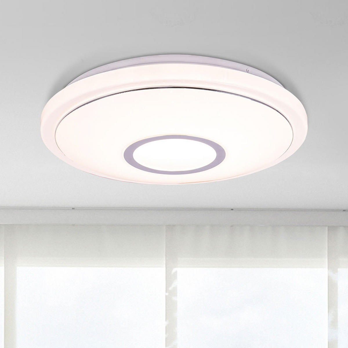 LED DECKENLEUCHTE Connor Weiß Kristalloptik - Weiß, Metall (40/40/6.5cm) - Globo Lighting