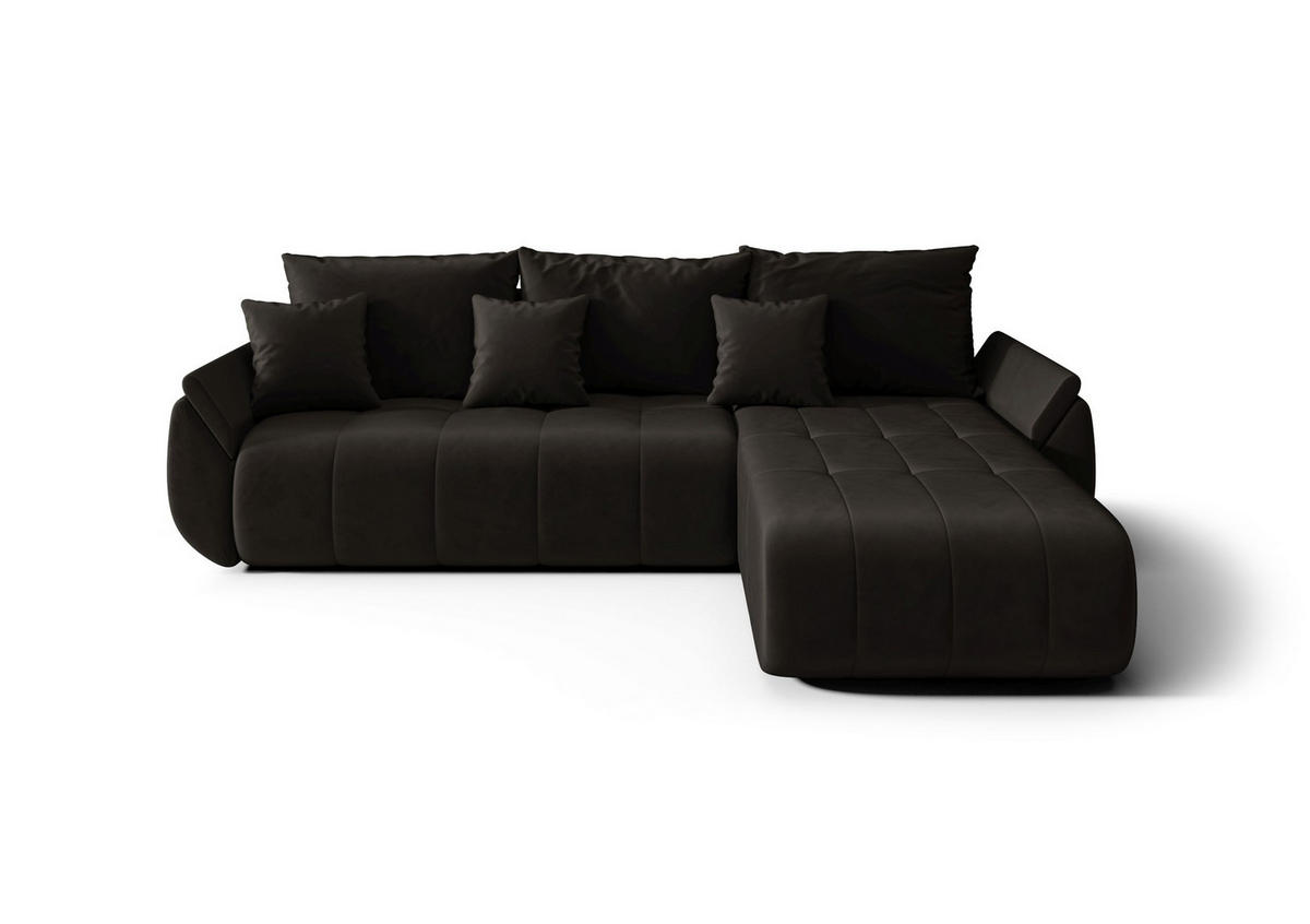 ECKSOFA mit Schlaffunktion TOKYO L Monolith 95 Links - Dunkelbraun, Textil (280/185cm) - Bedante