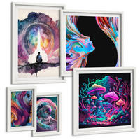 BILDER SET 5er Set - 50x50 cm & 20x30 cm & 40x60 cm Weißer Rahmen - Farbenfrohe Fantasy-Kunstillustrationen - Weiß, Kunststoff (40/60cm) - TULUP