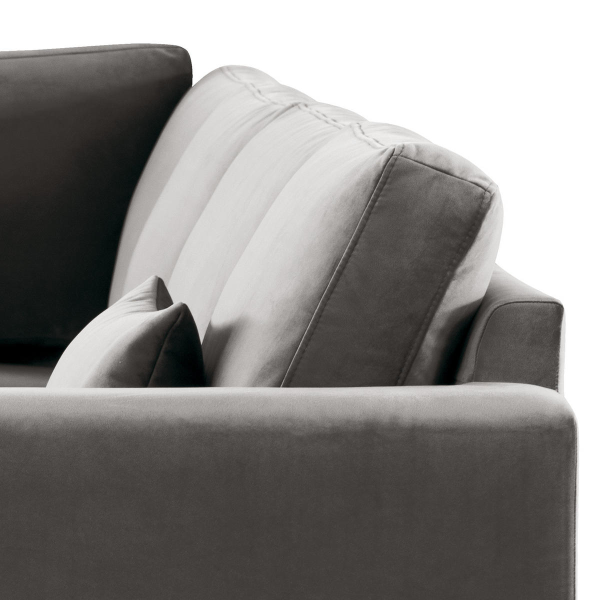 ECKSOFA mit Ottomane - Eichefarben/Dunkelgrau, Eichenholz/Textil (287/219cm) - home24