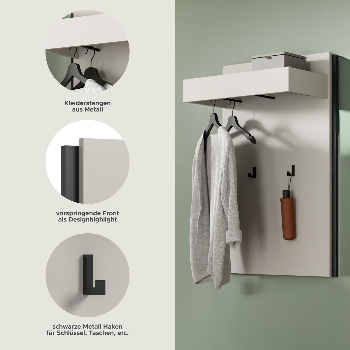 PANEEL Emil Kaschmir 75/27/106 cm - Beige, Holzwerkstoff (75/106/27cm) - Xonox