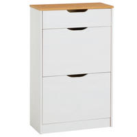 SCHUHSCHRANK BASIL - Weiß/Braun, Holz (58/93/25cm) - IDIMEX