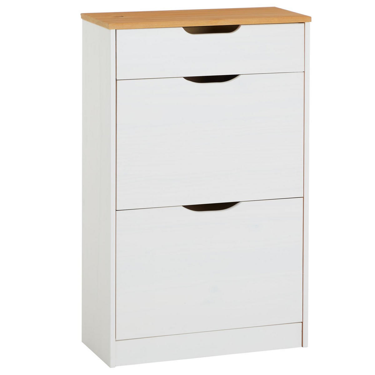 SCHUHSCHRANK BASIL - Weiß/Braun, Holz (58/93/25cm) - IDIMEX