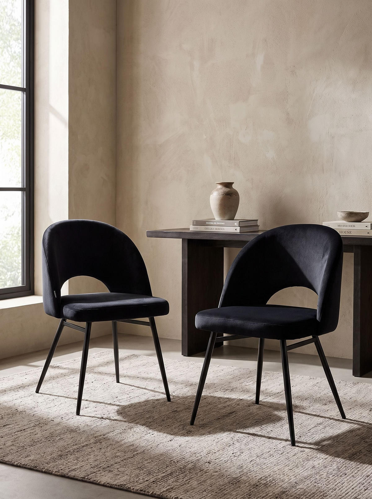 SCAUN DE BUCĂTĂRIE set de 2 negru Onaga - negru, material textil (52/77/56cm) - Beliani