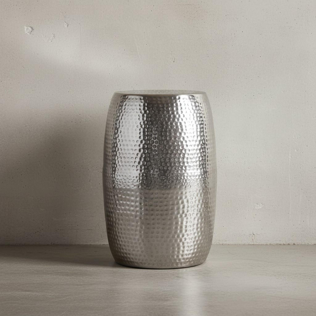 BEISTELLTISCH Aluminium Orientalisch ENNS, Silber 30x30x49 cm - Silberfarben, Metall (30/30/49cm) - KADIMA DESIGN