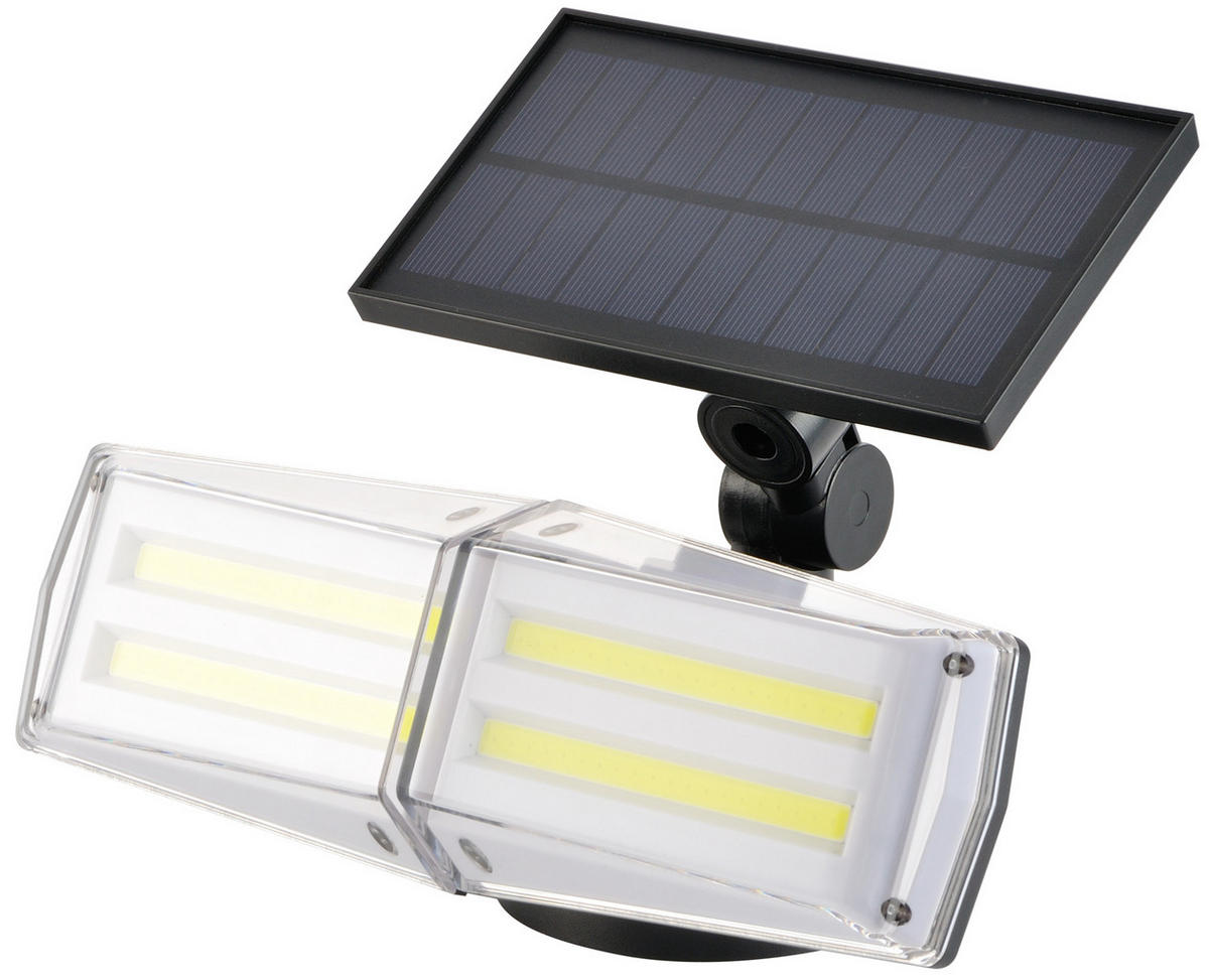 LED-SOLAR-STRAHLER - mit Hochfrequenz-Bewegungsmelder und schwenkbaren Fluter-Köpfen für Außenbereiche - Weiß, Kunststoff (17.8/18.4/15.8cm) - Northpoint