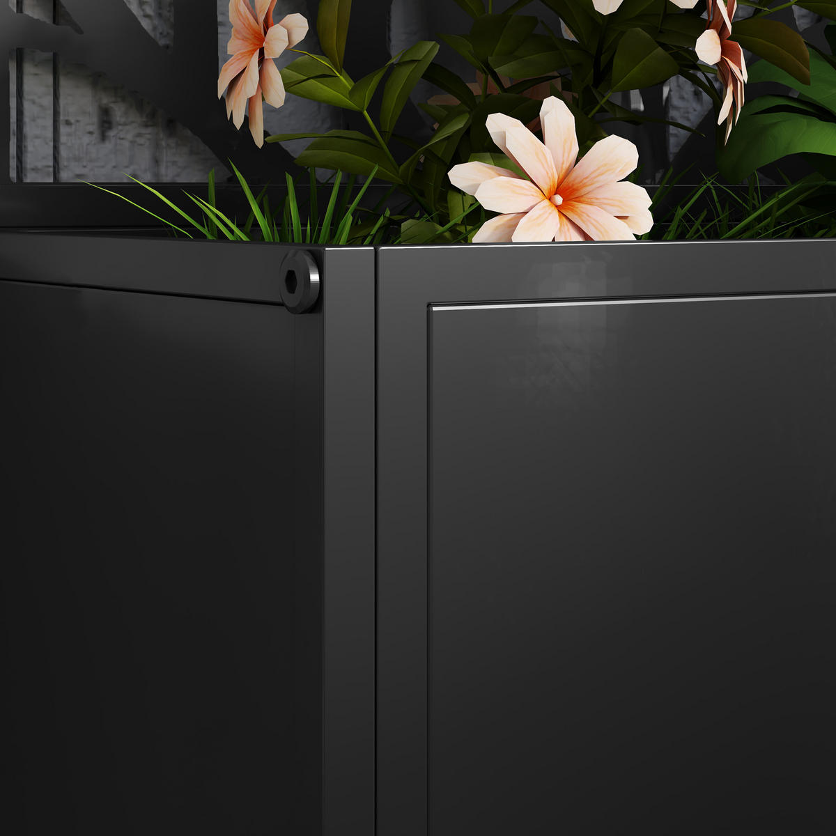 HOCHBEET DE-12267 mit Sichtschein 61/23/113 cm, 29 l Schwarz - Schwarz, Metall (61/113/23cm) - ComfortXL